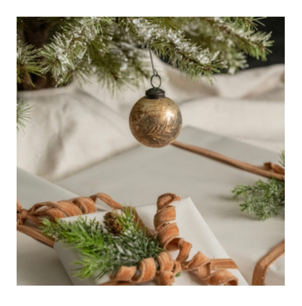 2" Printed Leaf Kugel Ornament