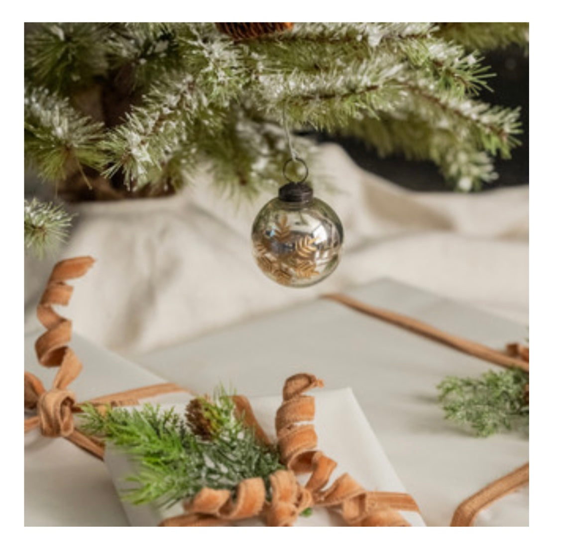 2" Silver Kugel with Gold Snowflake Ornament