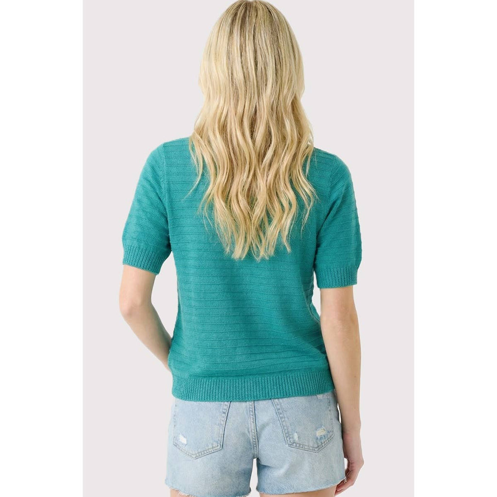 POINTELLE TEXTURE STRIPED SWEATER