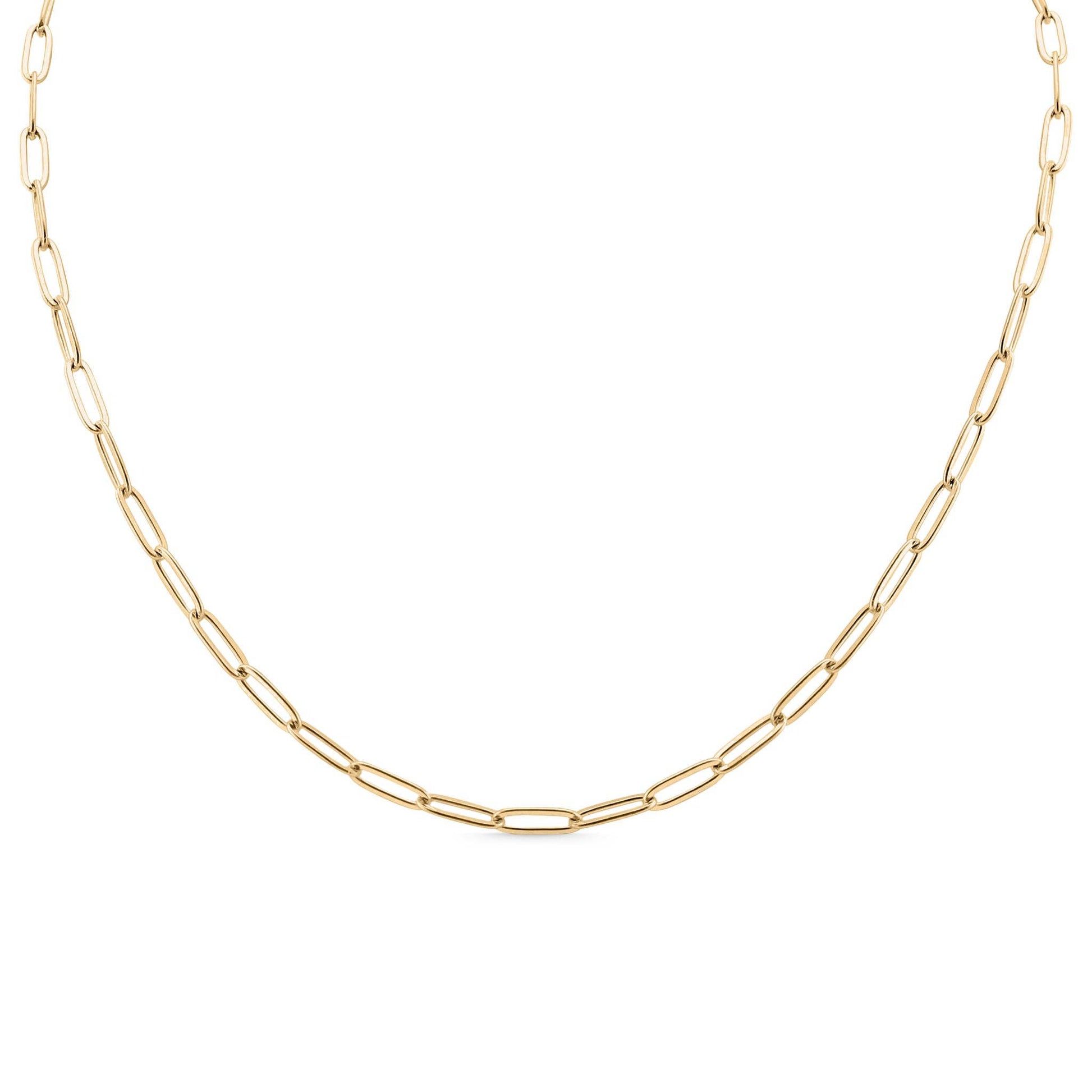 18K Gold Paperclip Chain Necklace: 16+02" / 4mm