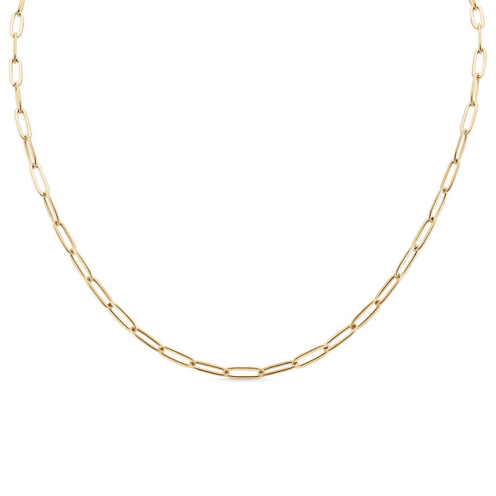 18K Gold Paperclip Chain Necklace: 20+02" / 4mm