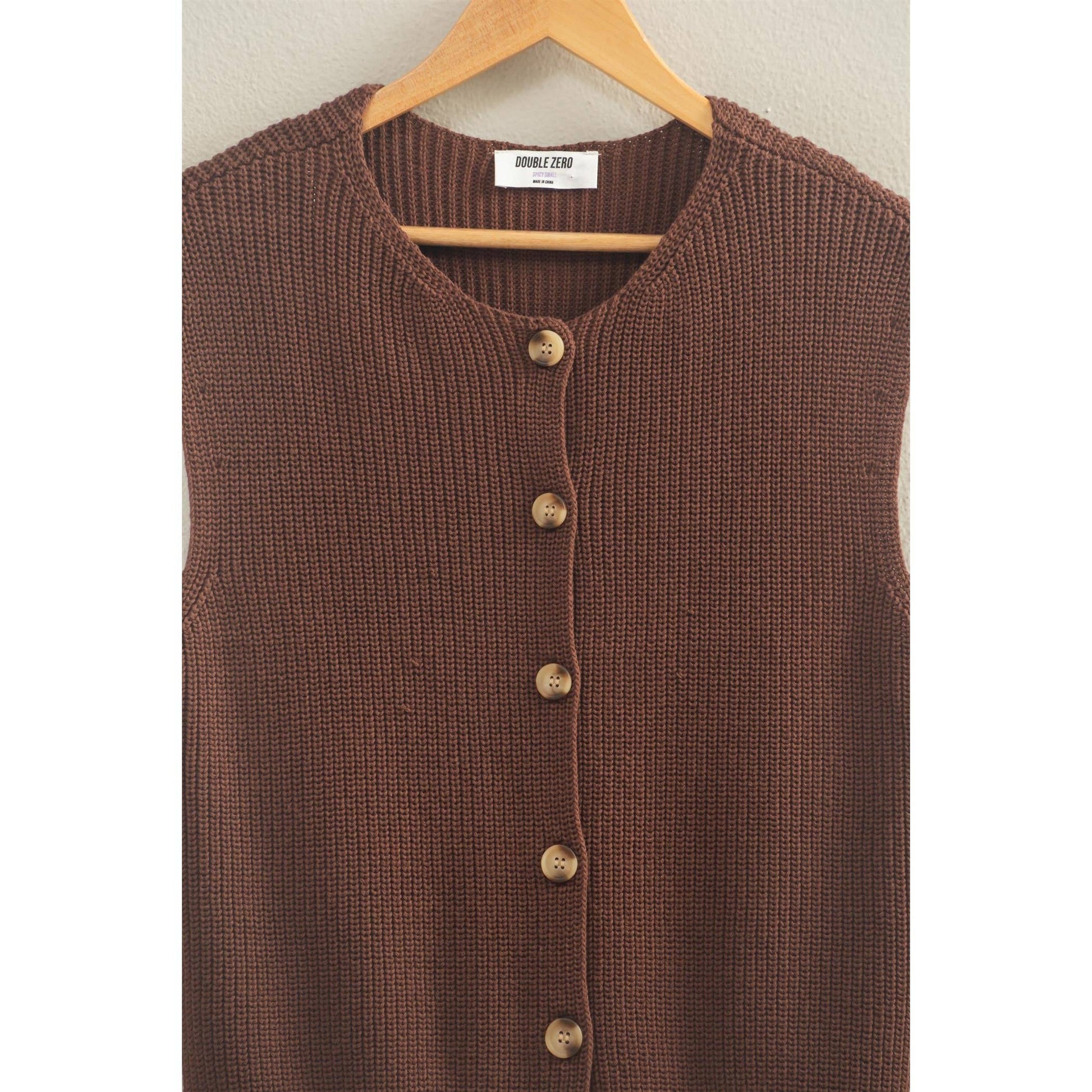 Sleeveless Button-Up Ribbed Vest