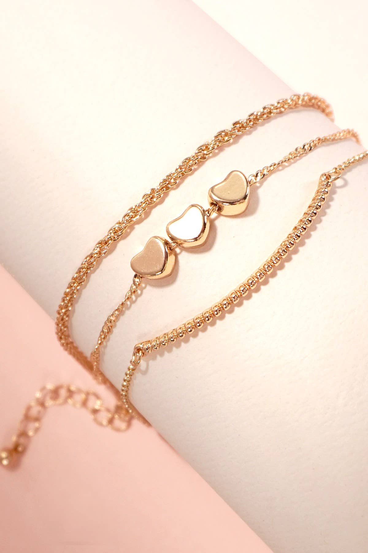 MULTI LAYER MOVABLE MINI HEART BAR BRACELET