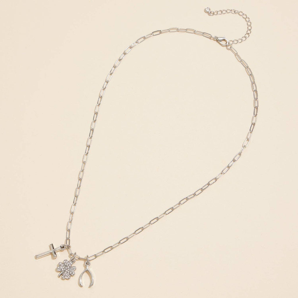 Gold Dipped Necklace with 3 Symbolic Charms