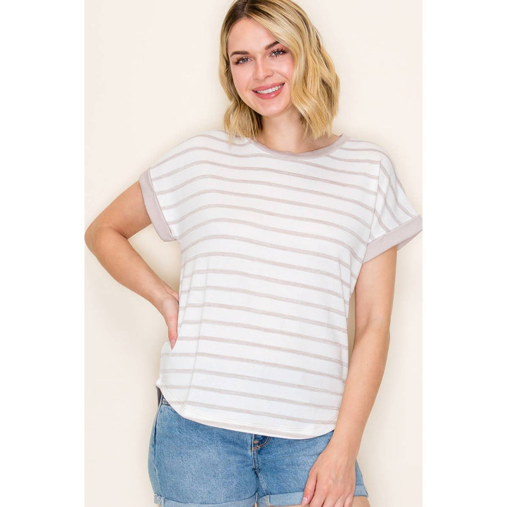 SHORT SLEEVE STRIPED TOP
