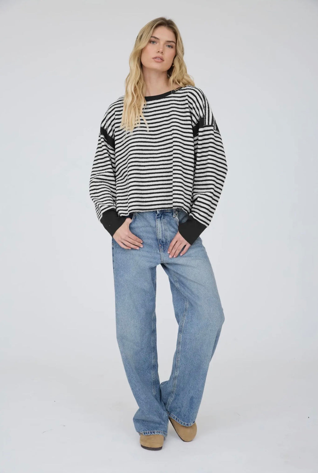 Stripe Open Back Knit Top