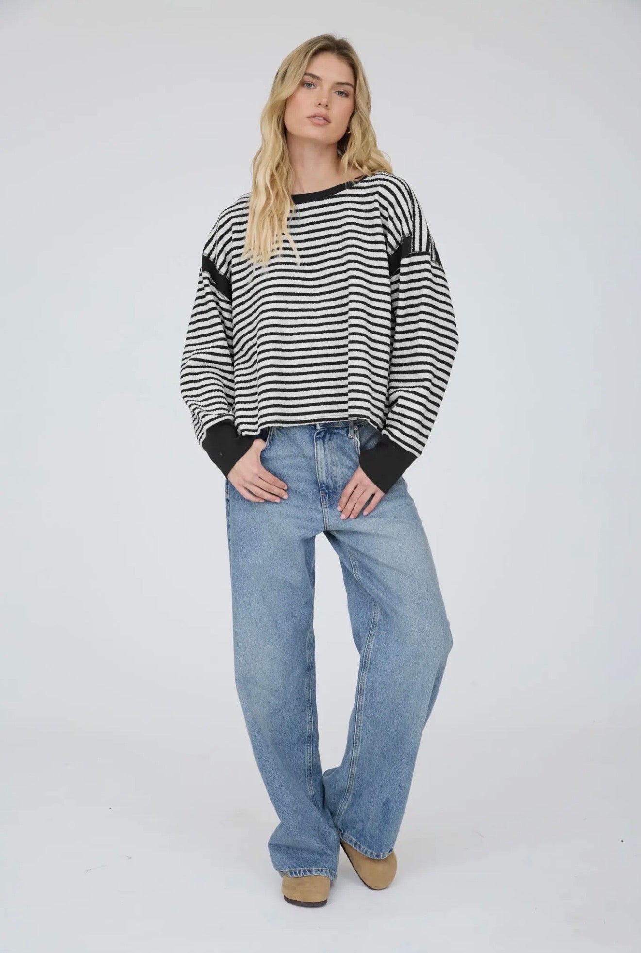 Stripe Open Back Knit Top