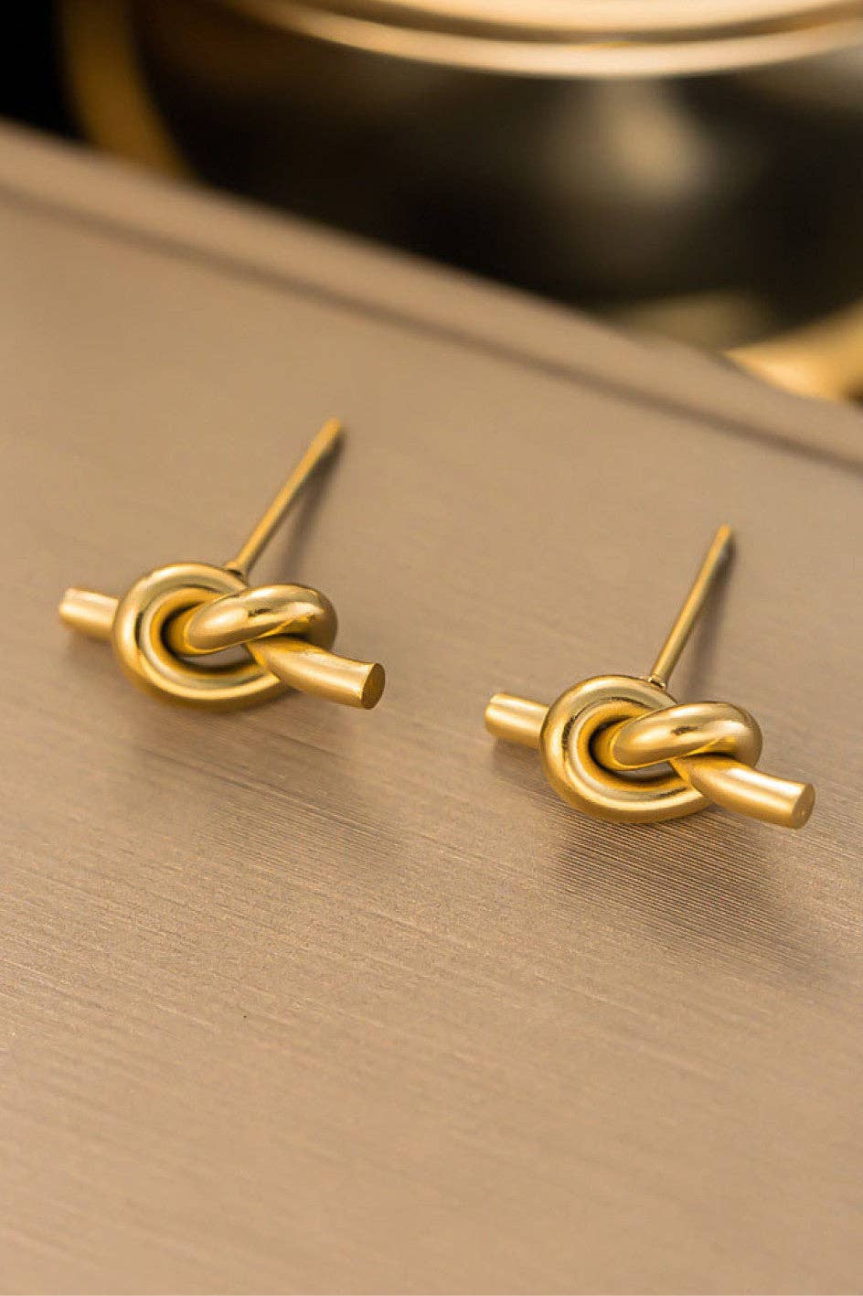 18K Gold Plated Waterproof Stainless Steel Knot Stud Earrings