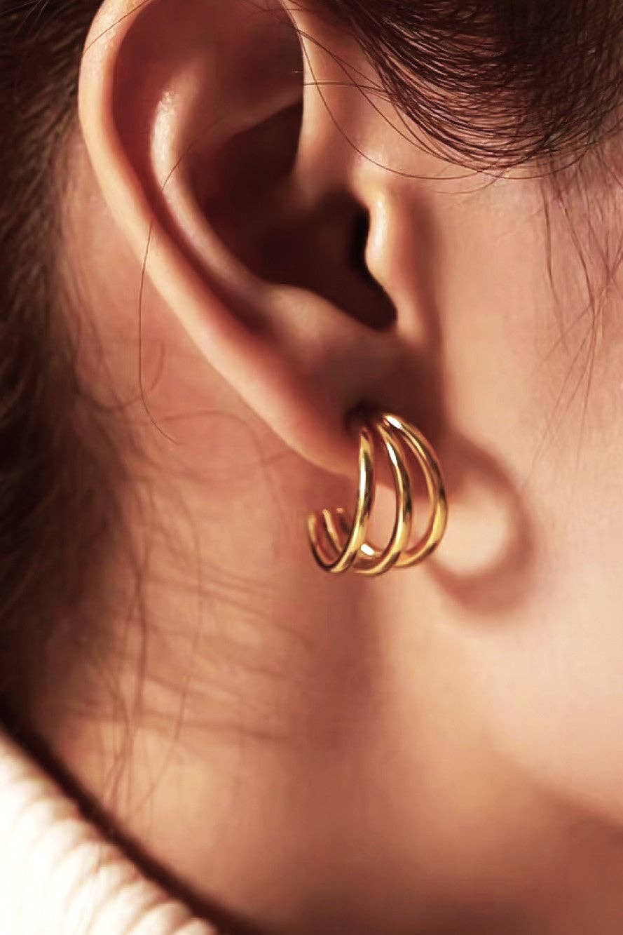 18K Gold Plated Waterproof Stainless Steel Hoop Earrings
