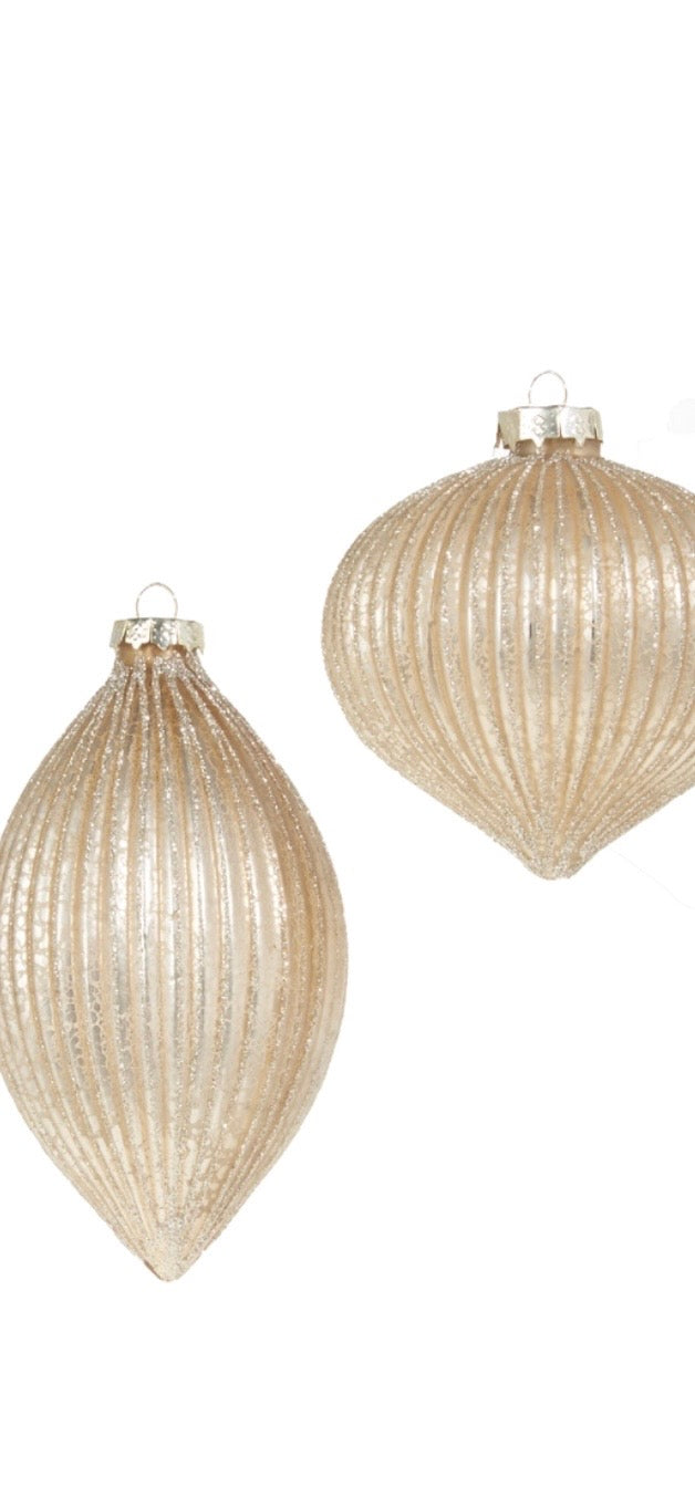 4" Champagne Glitter Ornaments