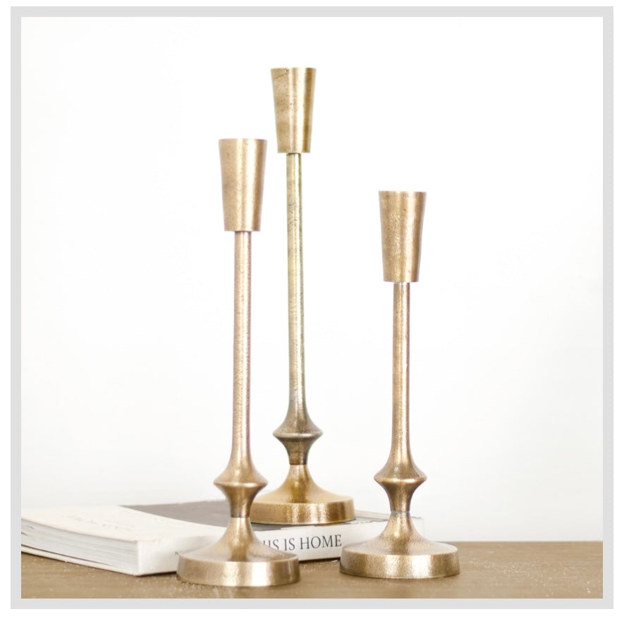 GOLD IRON BALL CANDLE STANDS