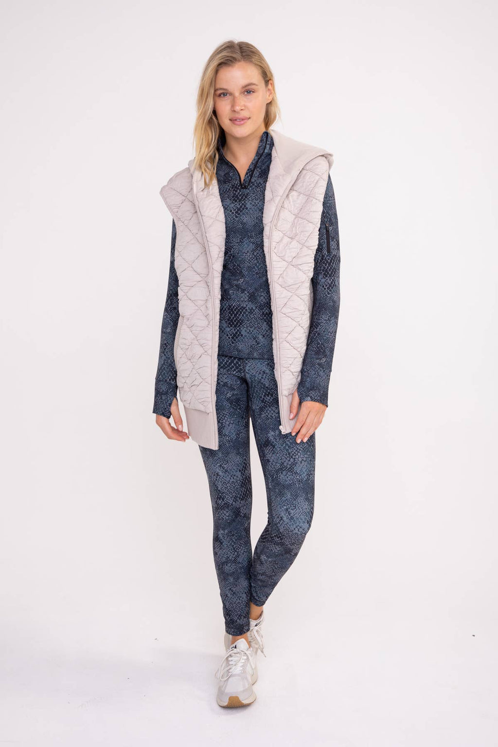 Oversized Quilted Fleece Vest with Hood