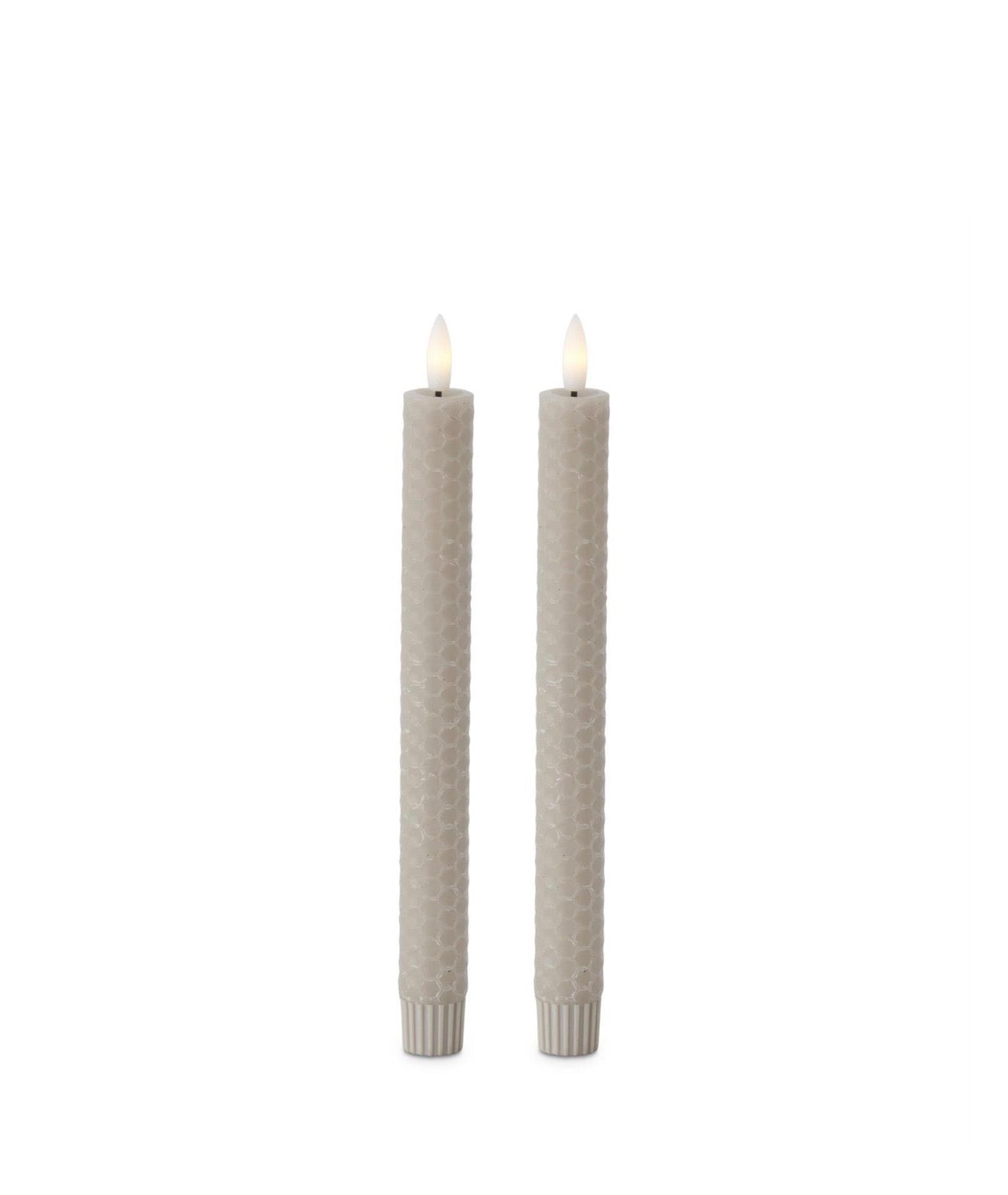 S/2 Taupe Patterned LED Candles with Timer