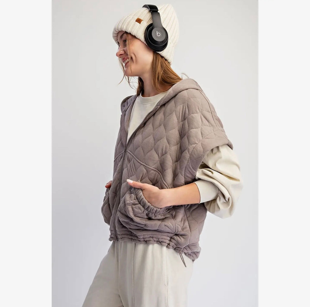 Quilted Cinch Hoodie Vest