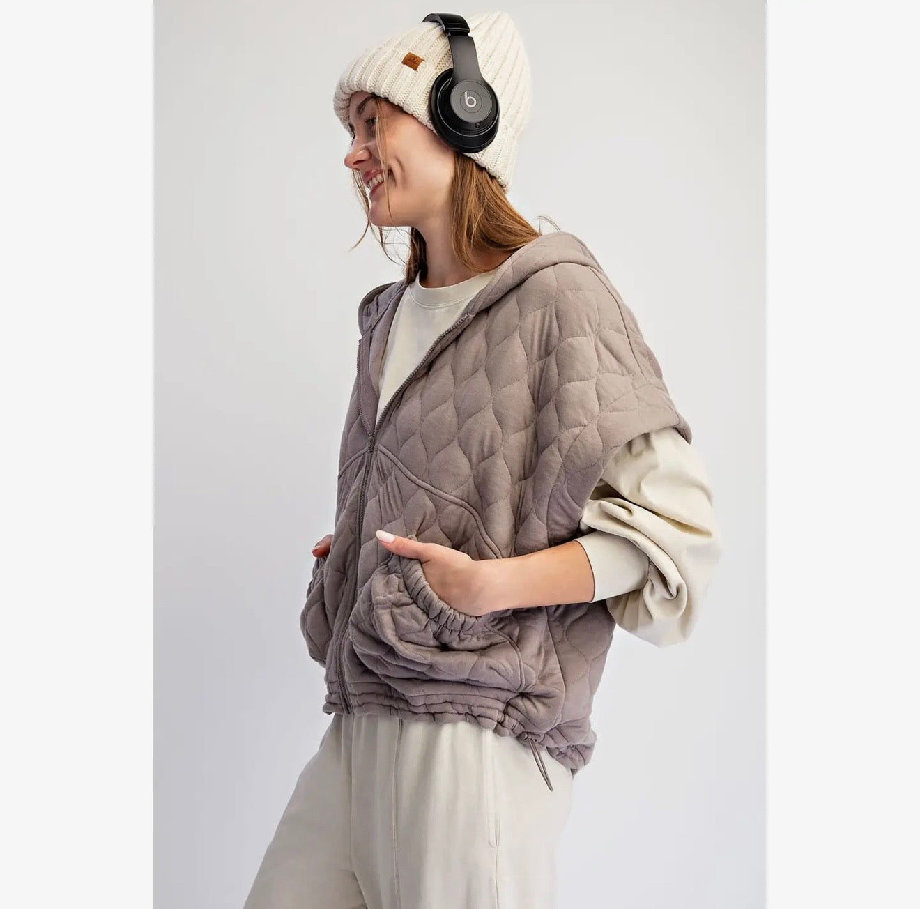 Quilted Cinch Hoodie Vest
