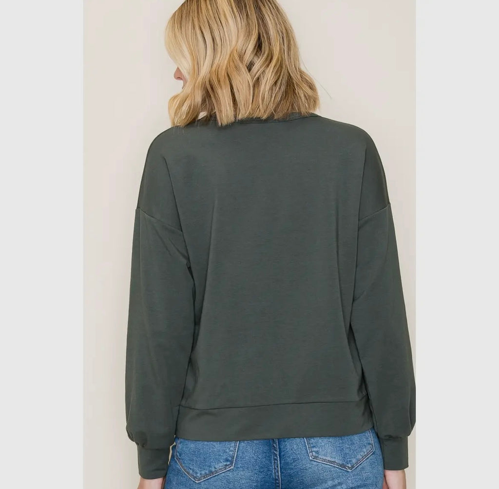 French Terry Crew Neck Top