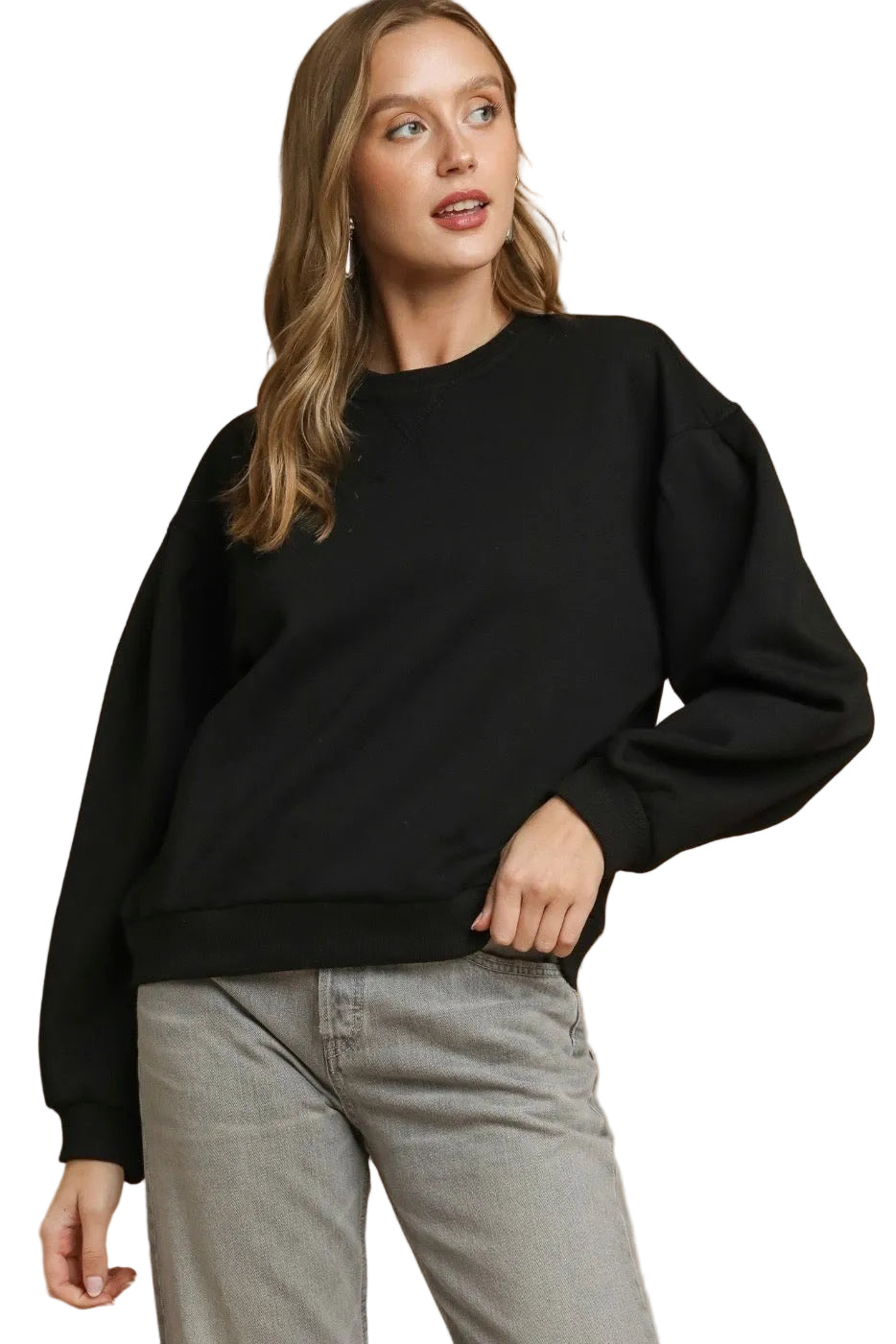 Pleated Sleeve Sweatshirt