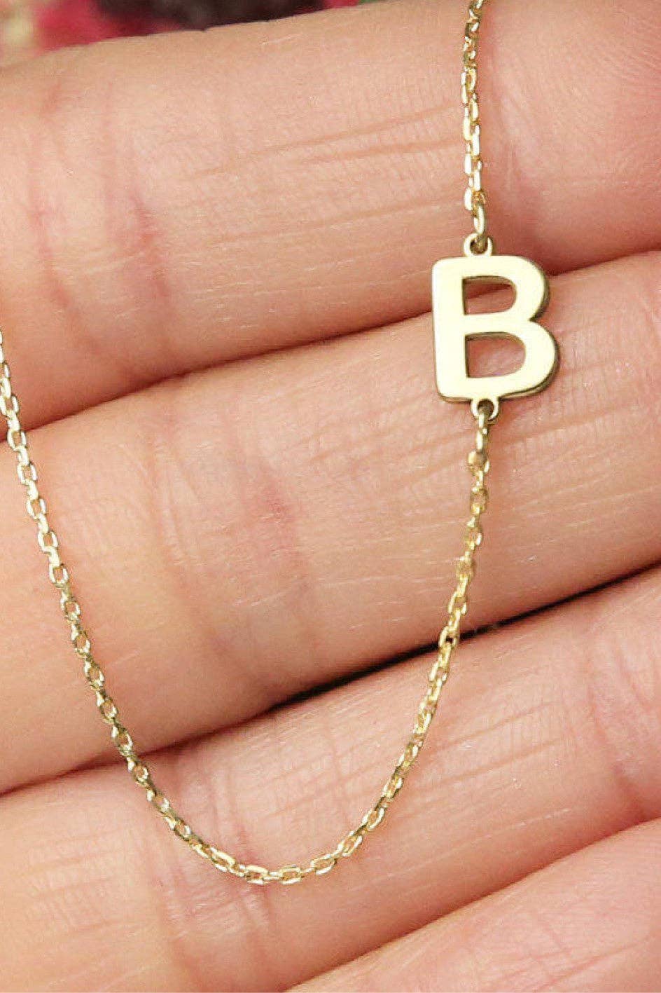 18K Gold Plated Waterproof Stainless Steel Initial Necklace
