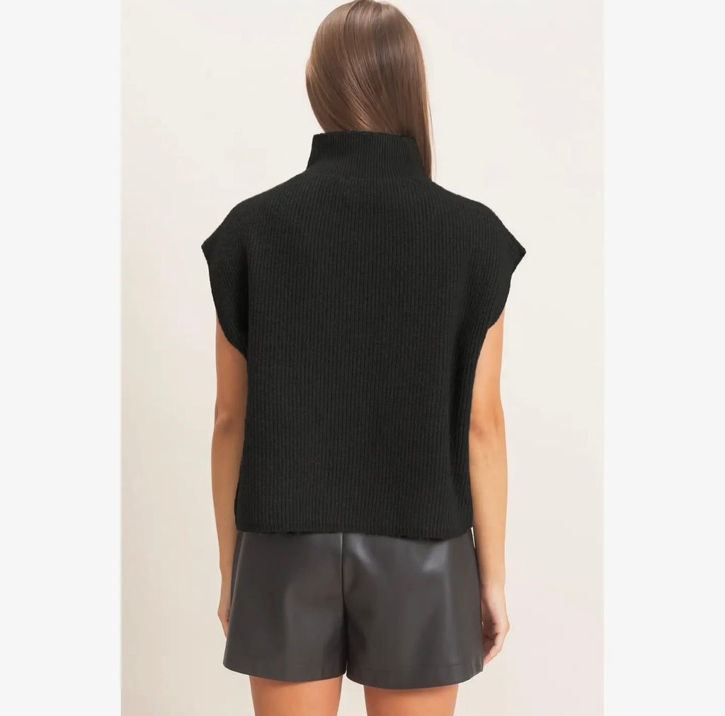 Mock Neck Cap Sleeve Sweater