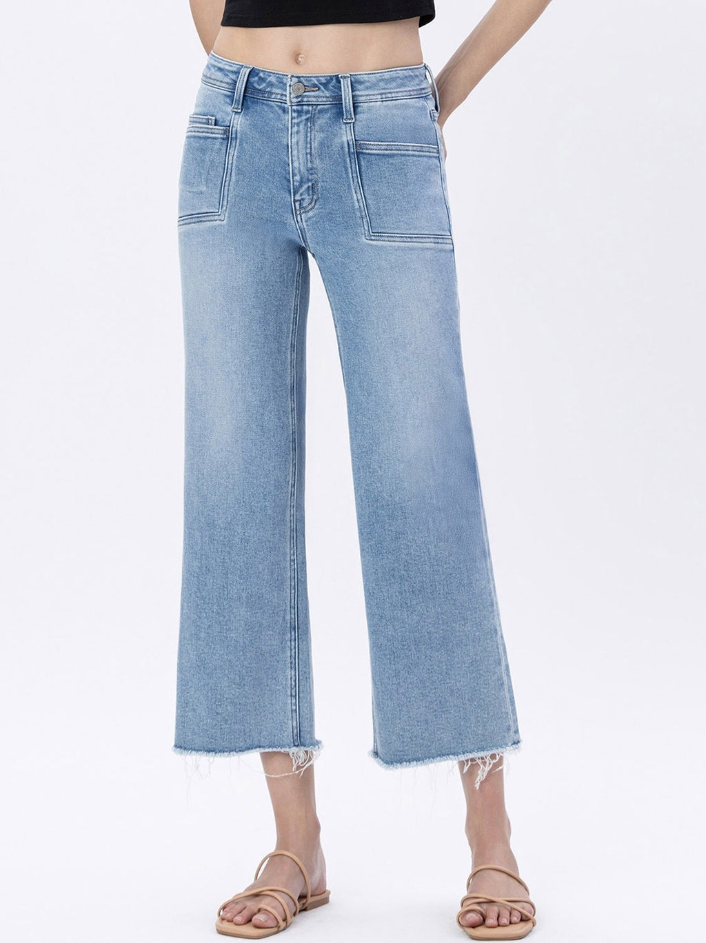 Vervet High Rise Crop Slim Wide Leg Jeans