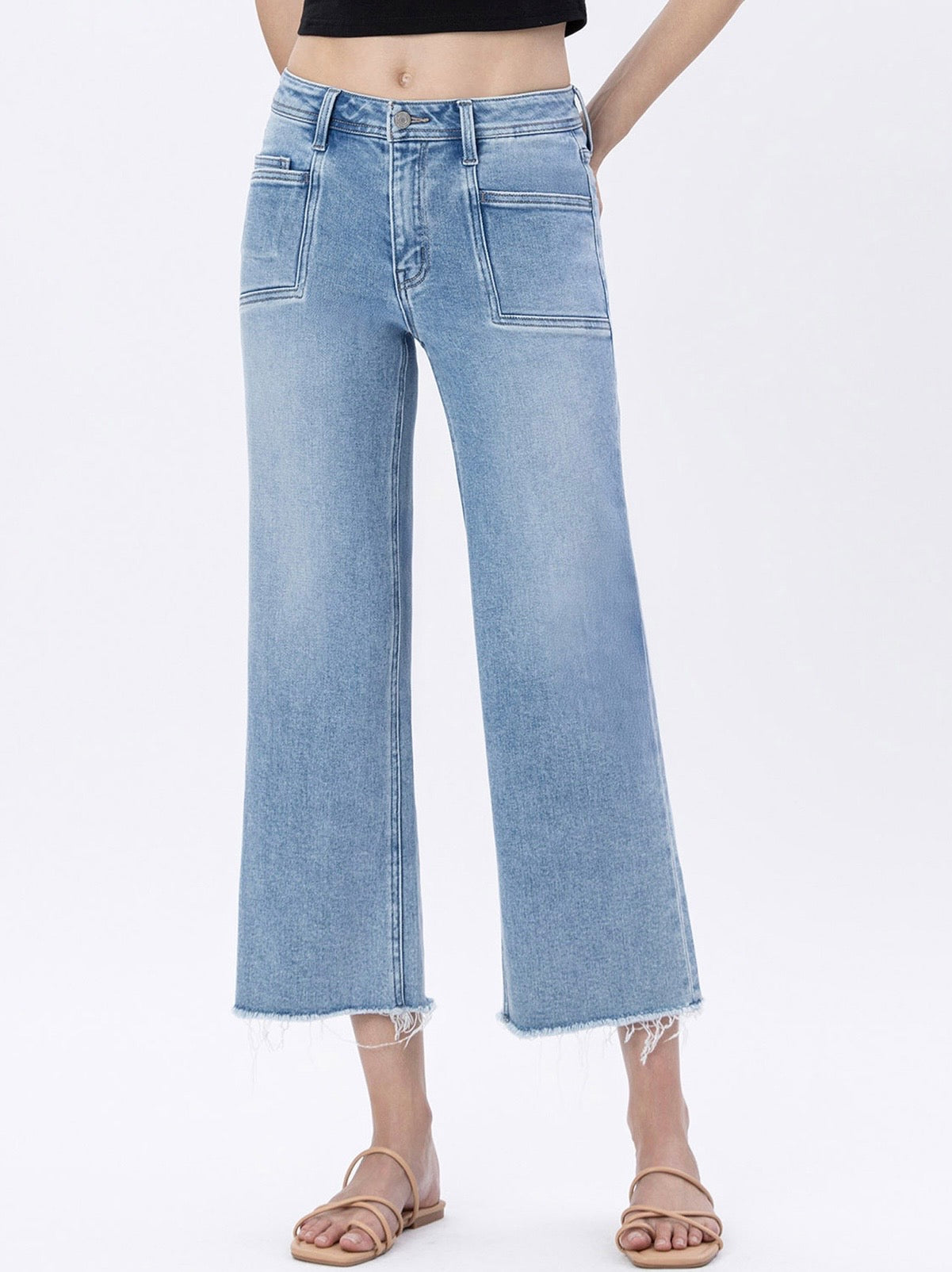 Vervet High Rise Crop Slim Wide Leg Jeans