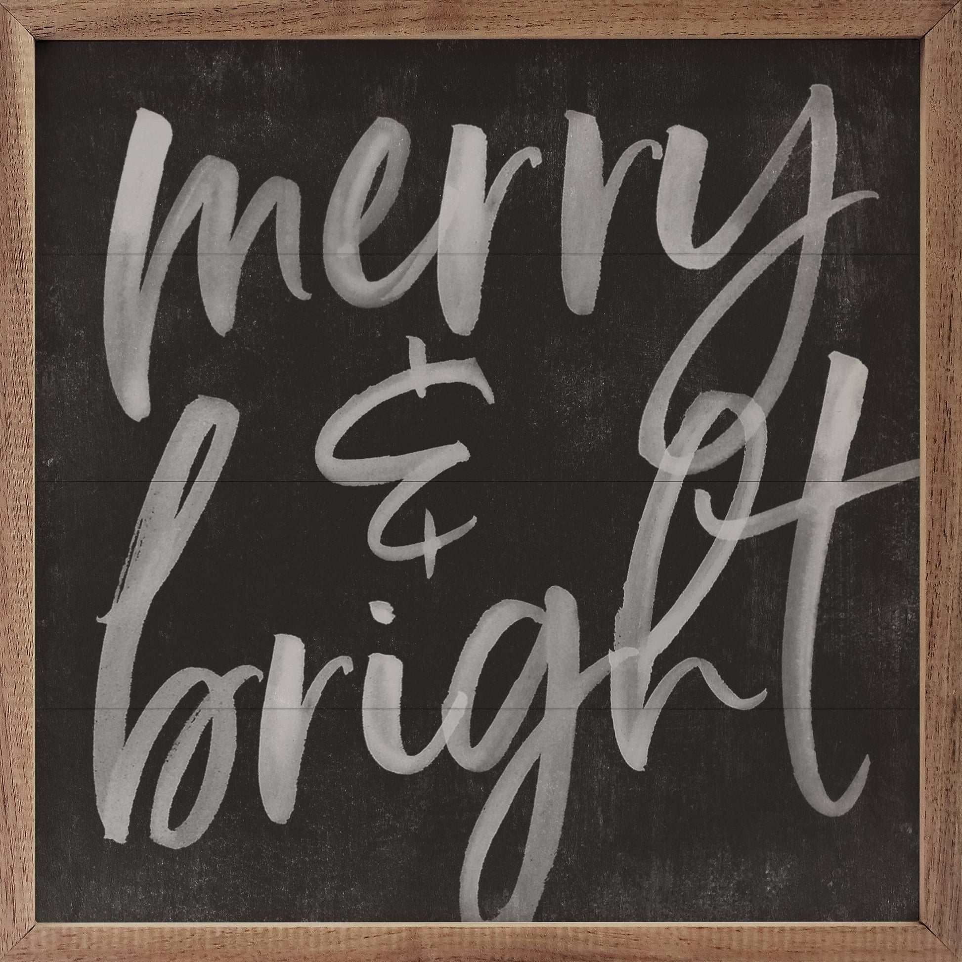 Merry And Bright Chalk Black Wood Framed Sign 8x8