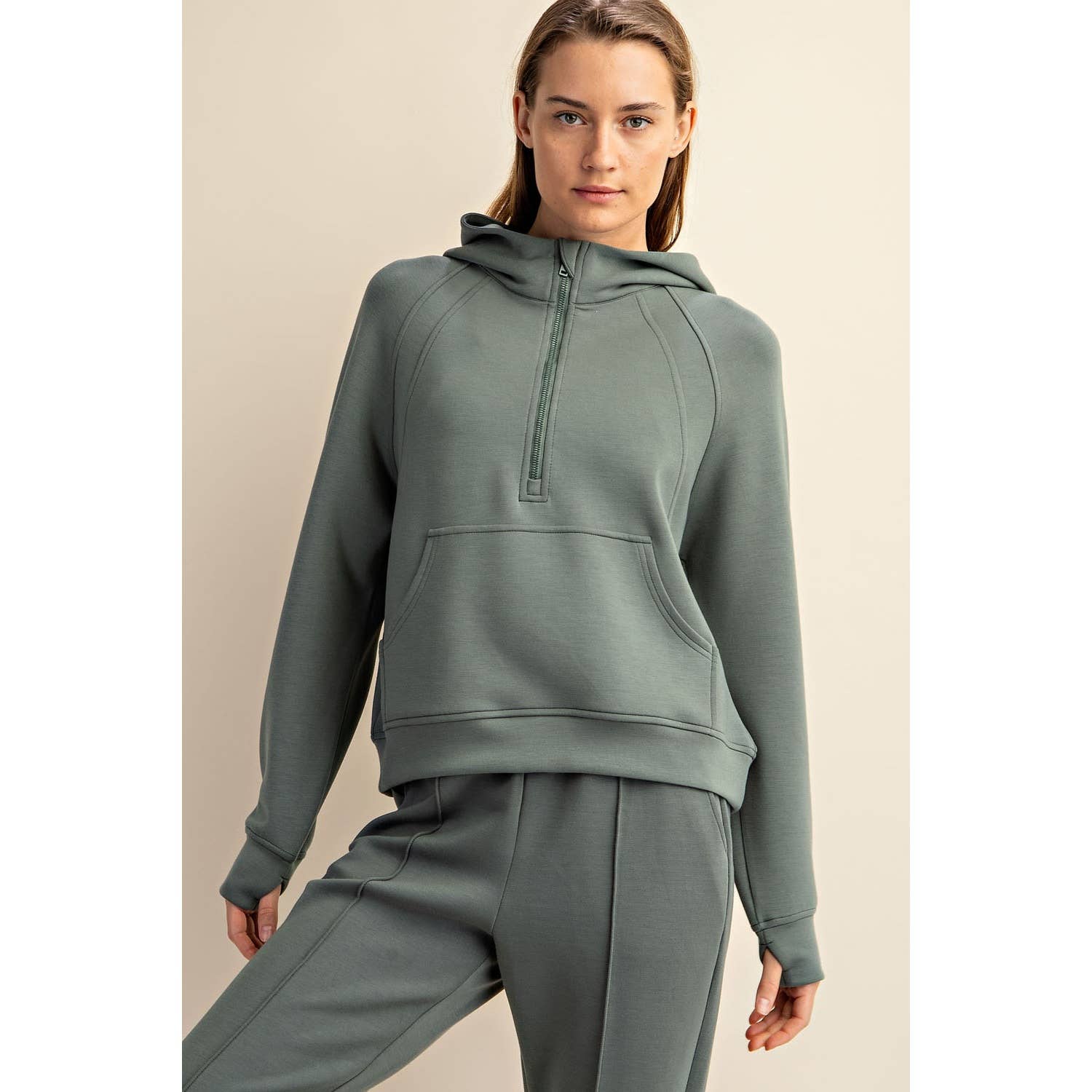MODAL SCUBA QUARTER ZIP HODDIE JACKET