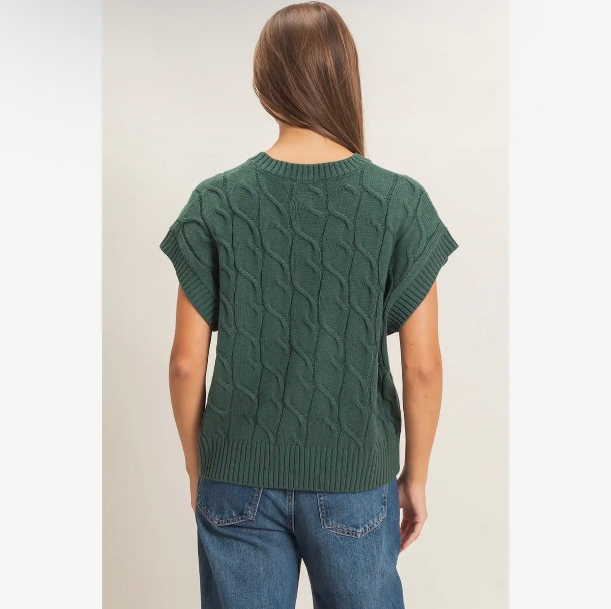 Cable Knit Cap Sleeve Sweater