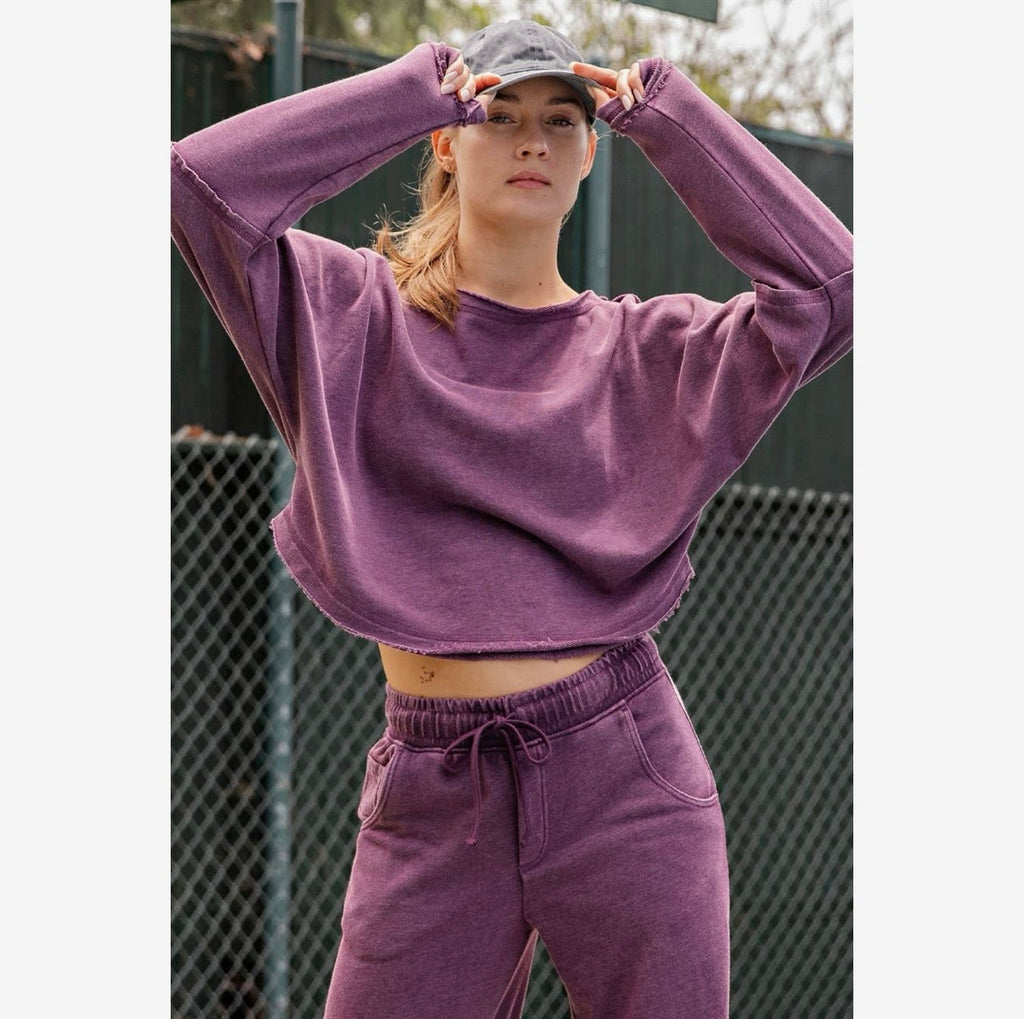 Mineral Wash Off Shoulder Boxy Top