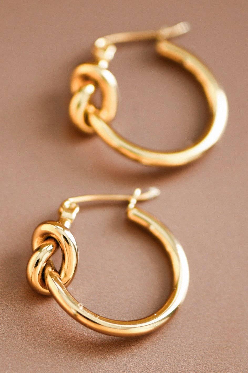 18K Gold Plated Waterproof Stainless Steel Knot Hoop Earrings
