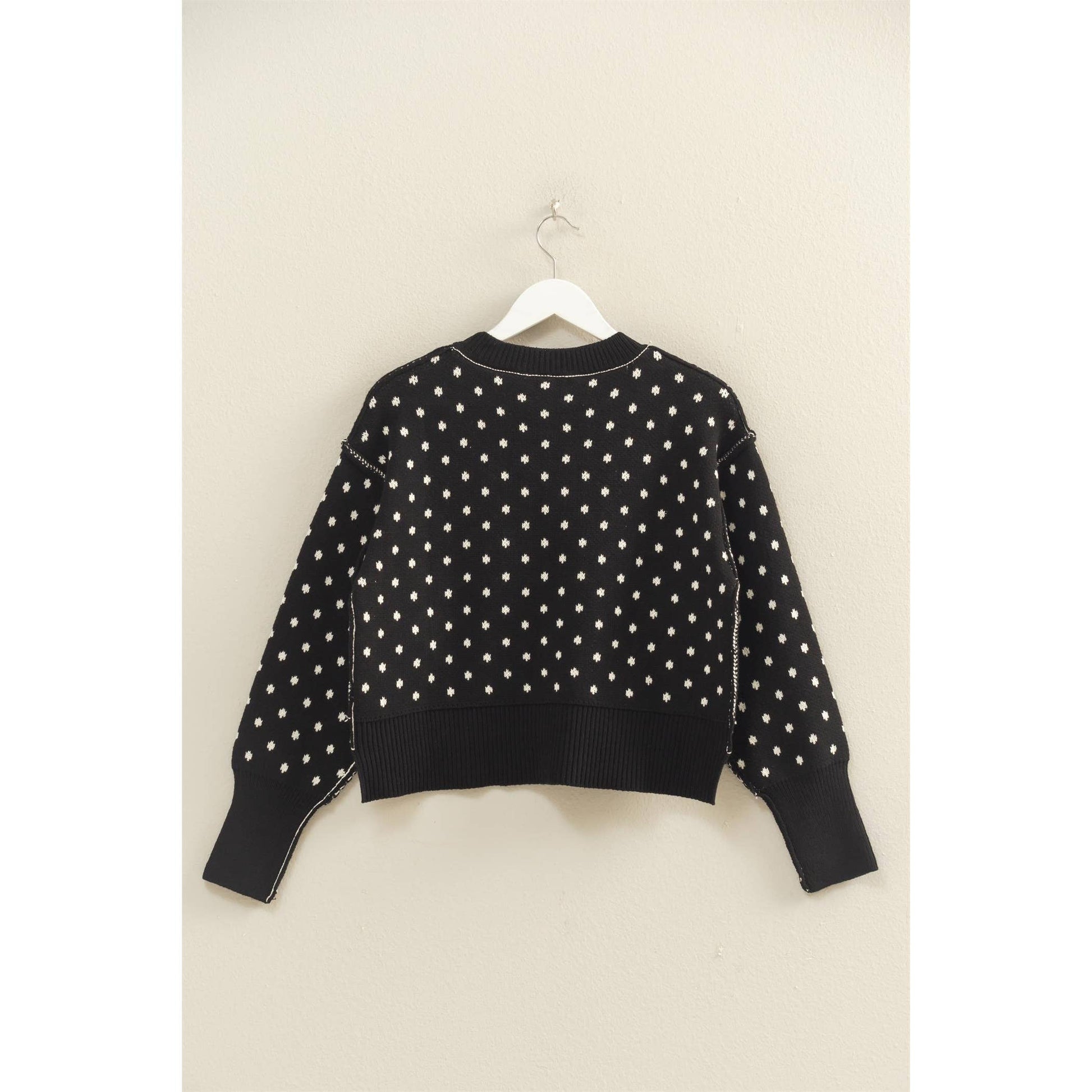 Polka Dot Patterned Crewneck Sweater
