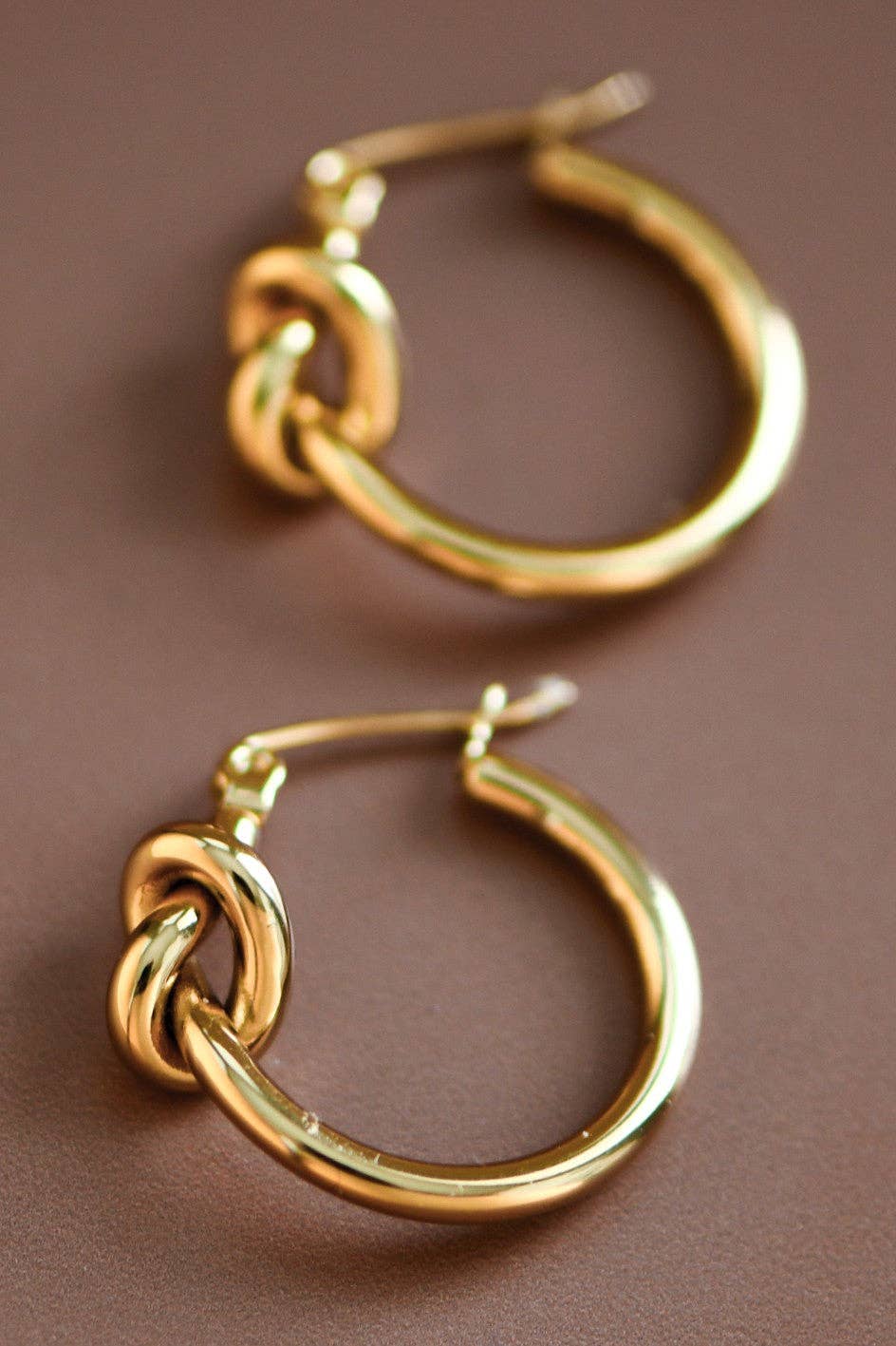 18K Gold Plated Waterproof Stainless Steel Knot Hoop Earrings