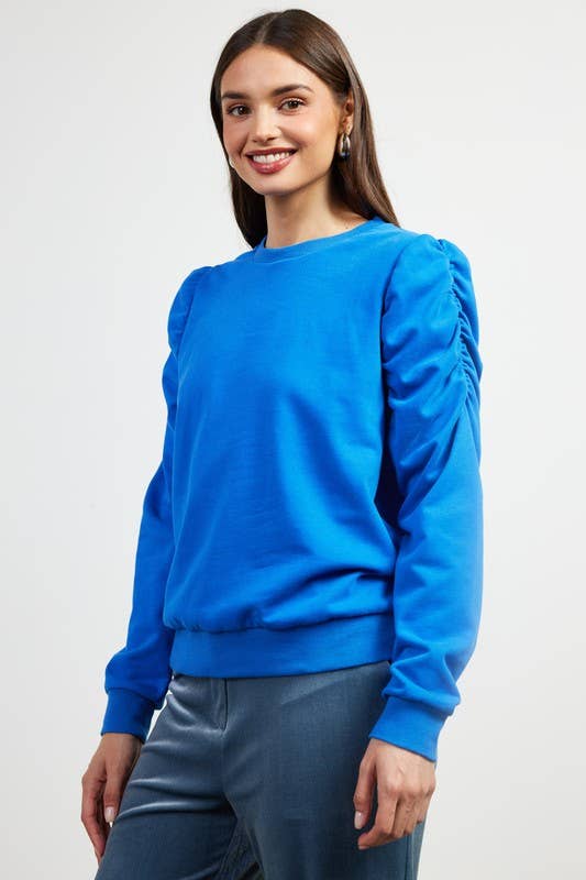 Ruched Sleeve Knit Top