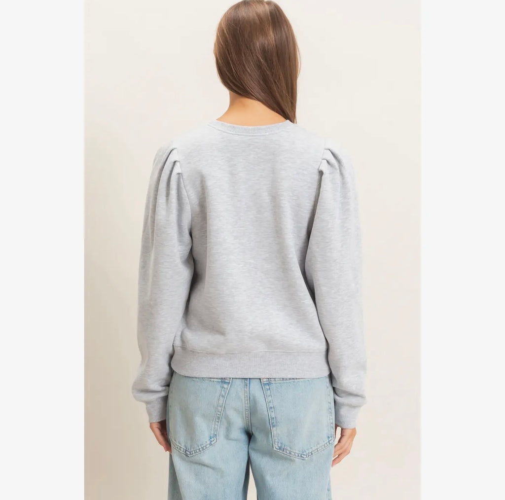 Puff Sleeve Crewneck Sweatshirt