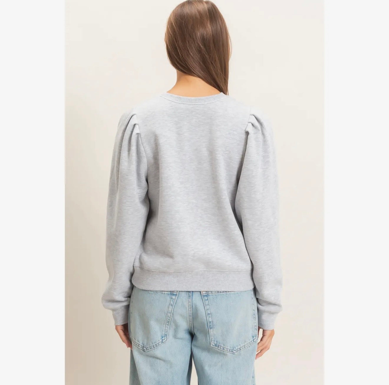 Puff Sleeve Crewneck Sweatshirt