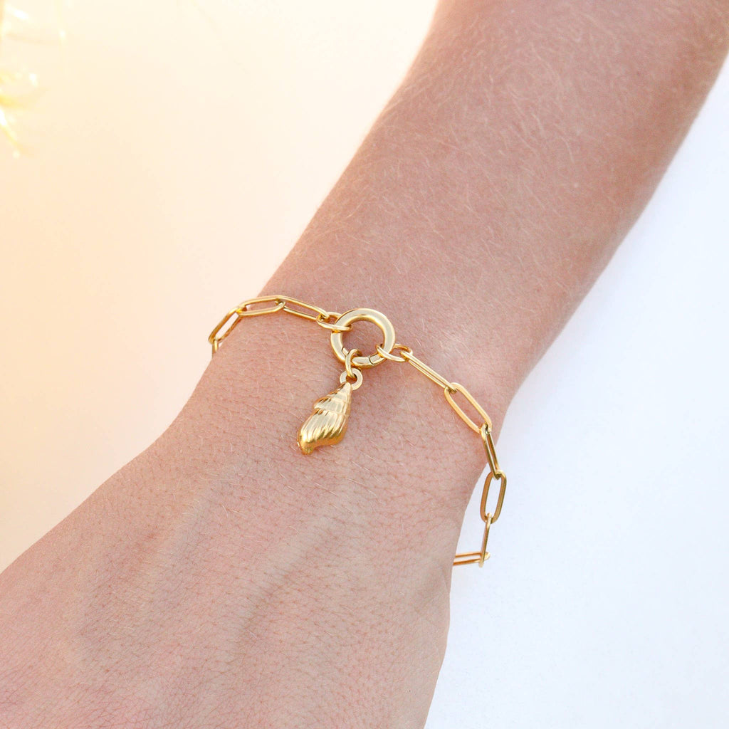 Stainless Steel Paperclip with Charm Keeper Chain Bracelet: Stainless / 6.5"