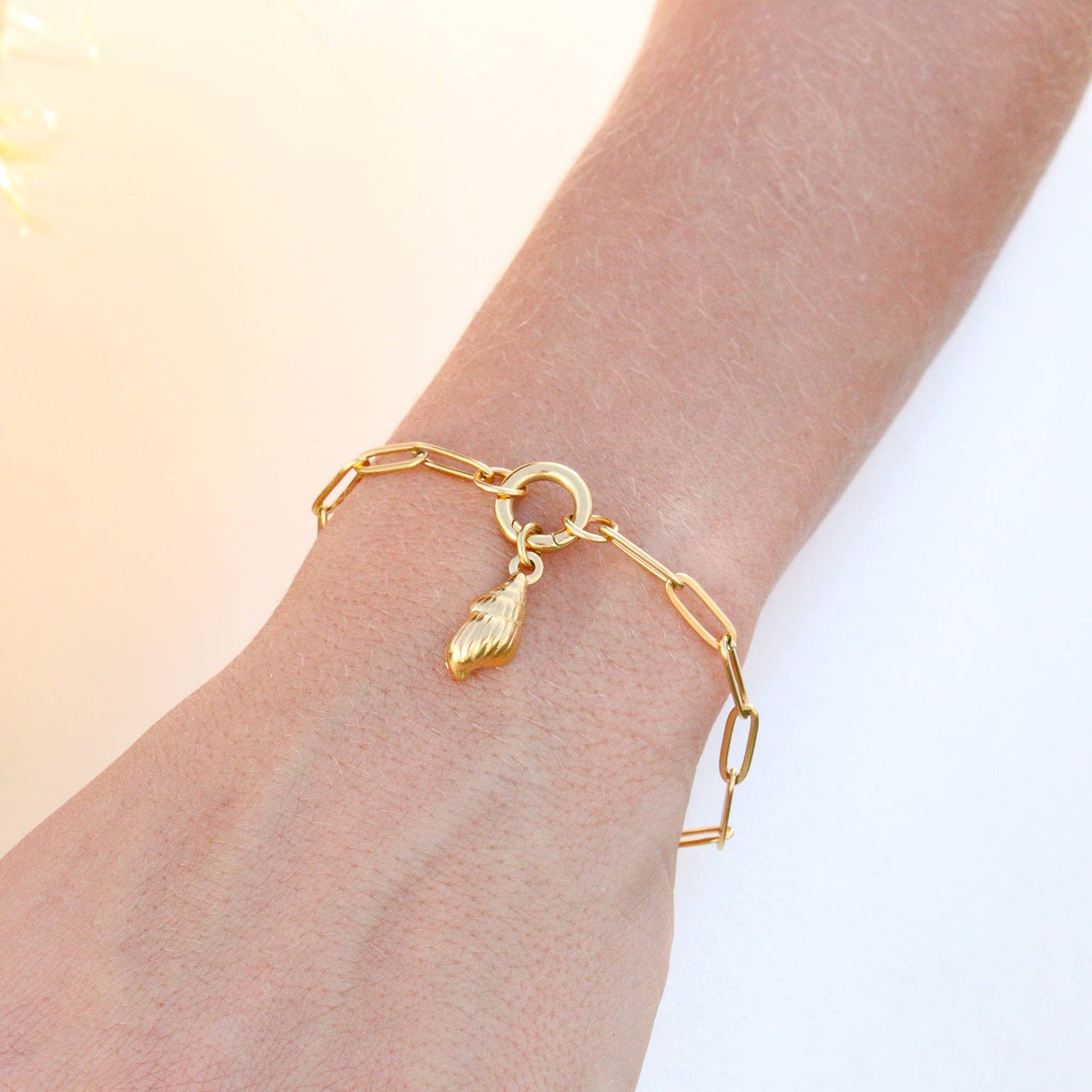 Stainless Steel Paperclip with Charm Keeper Chain Bracelet: Stainless / 6.5"