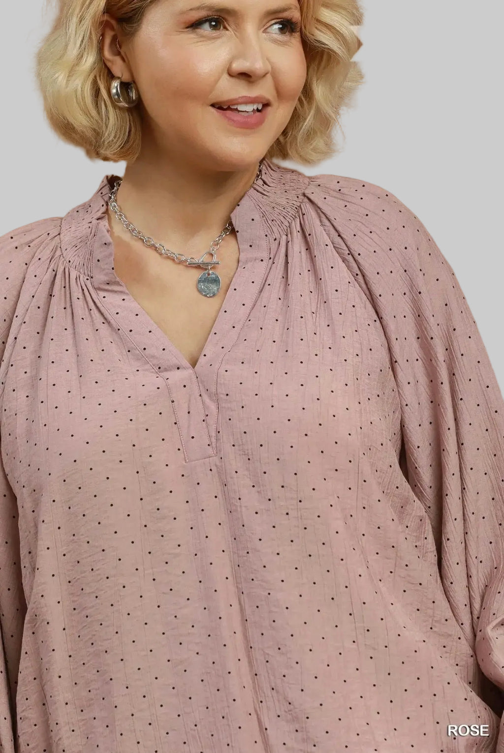 Curvy Polka Dot Rose Blouse