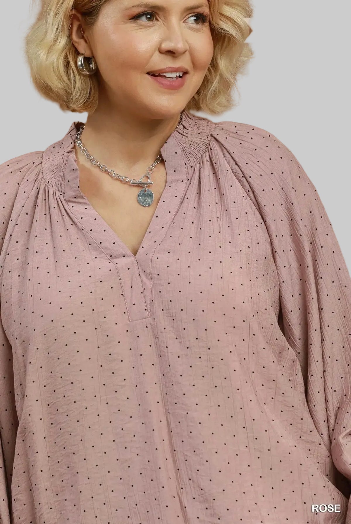 Curvy Polka Dot Rose Blouse