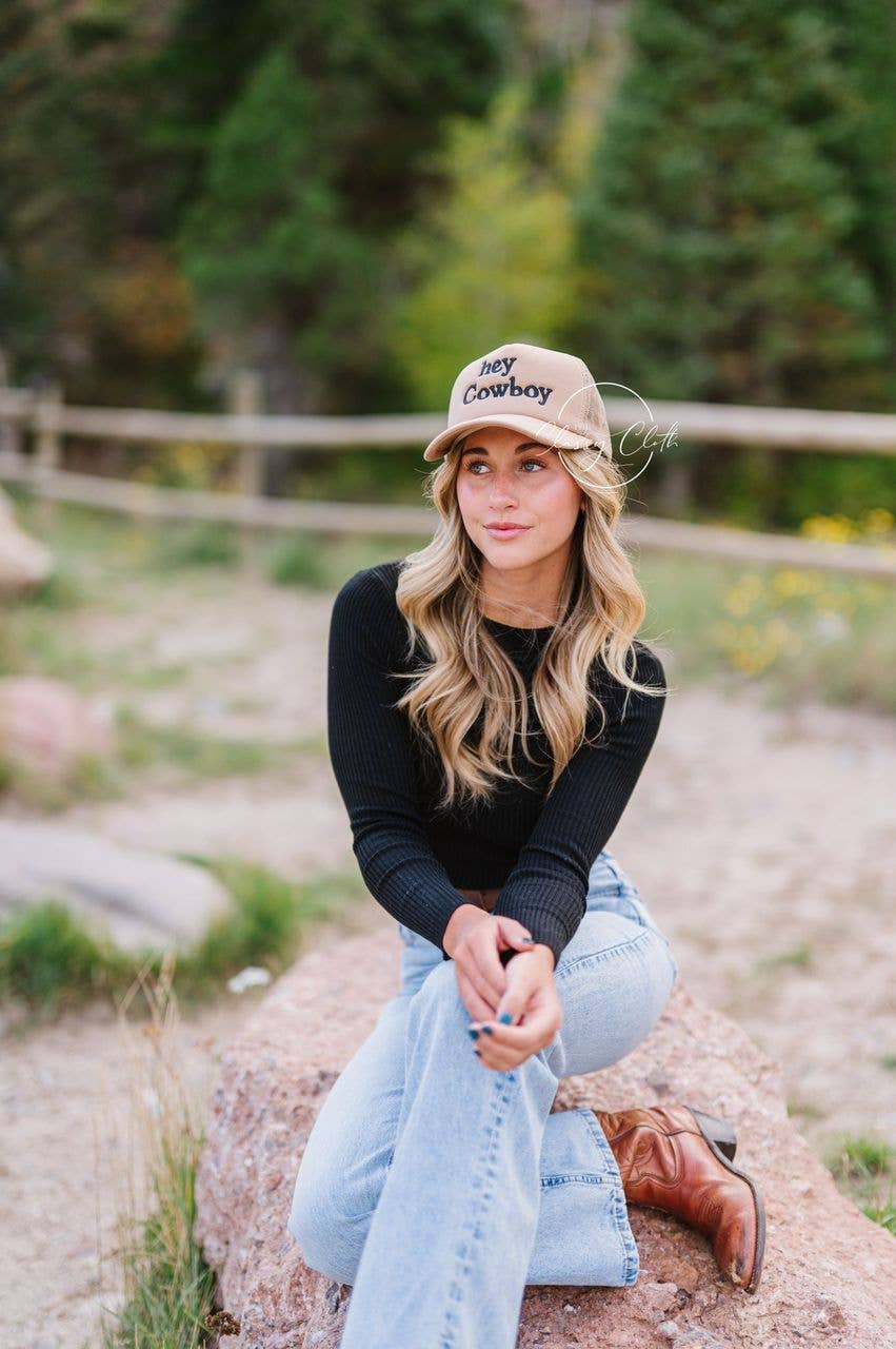 Embroidered Trucker Hat - Hey Cowboy