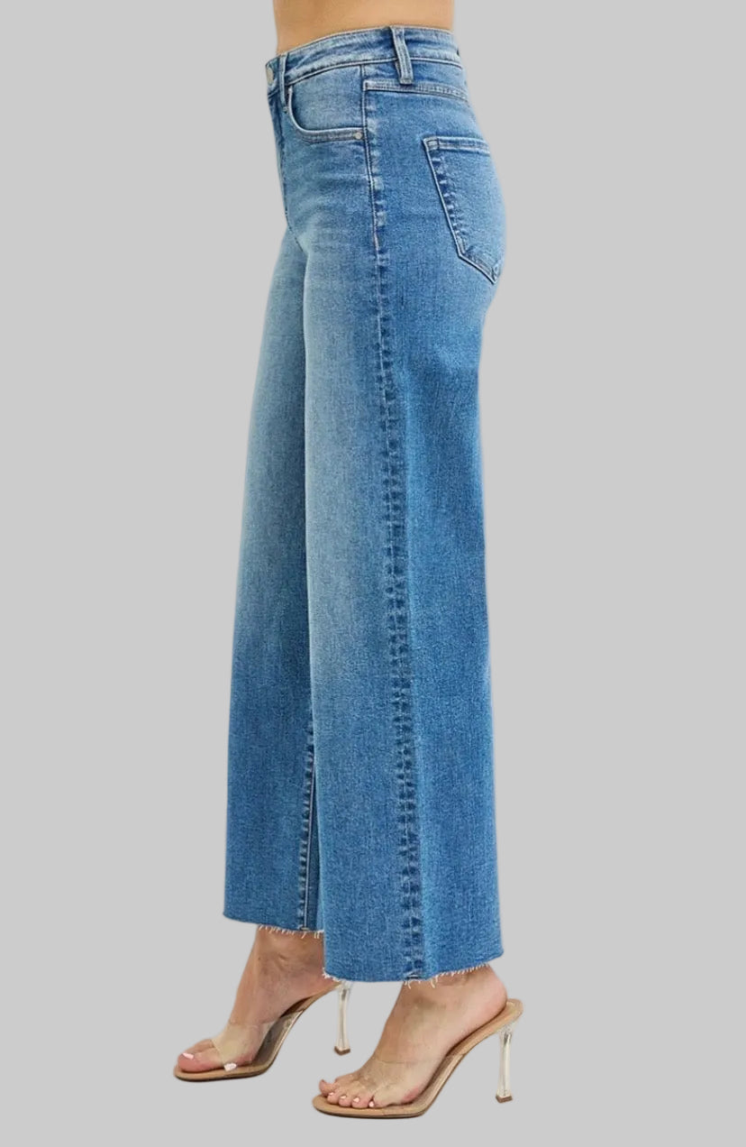 Risen Tummy Control Crop Wide Leg Jeans
