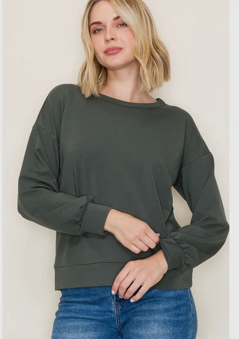 French Terry Crew Neck Top