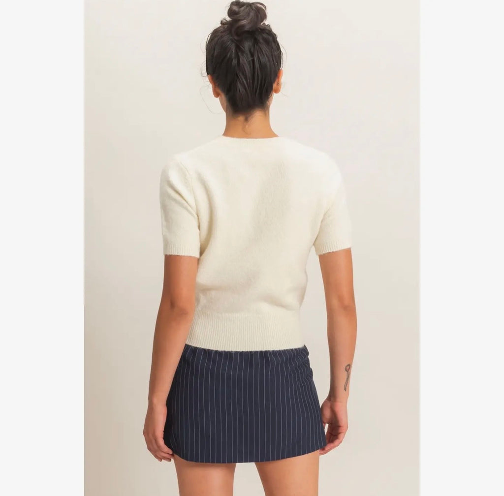Short Sleeve Crew Neck Sweater
