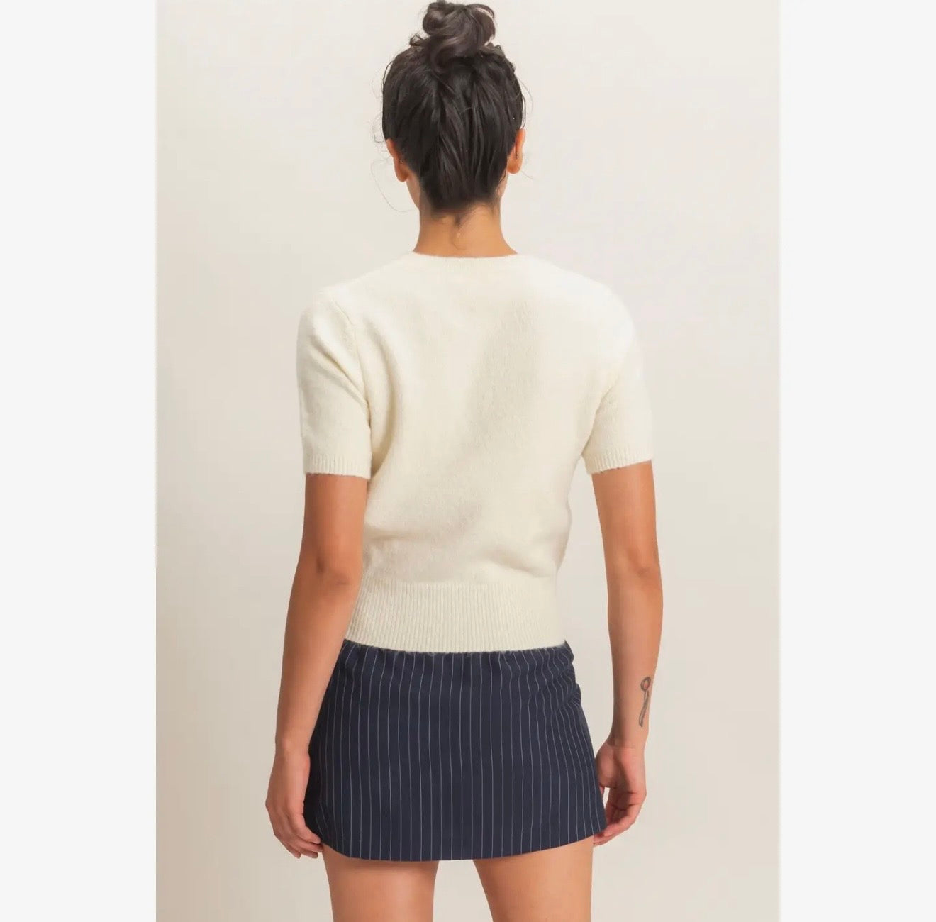Short Sleeve Crew Neck Sweater