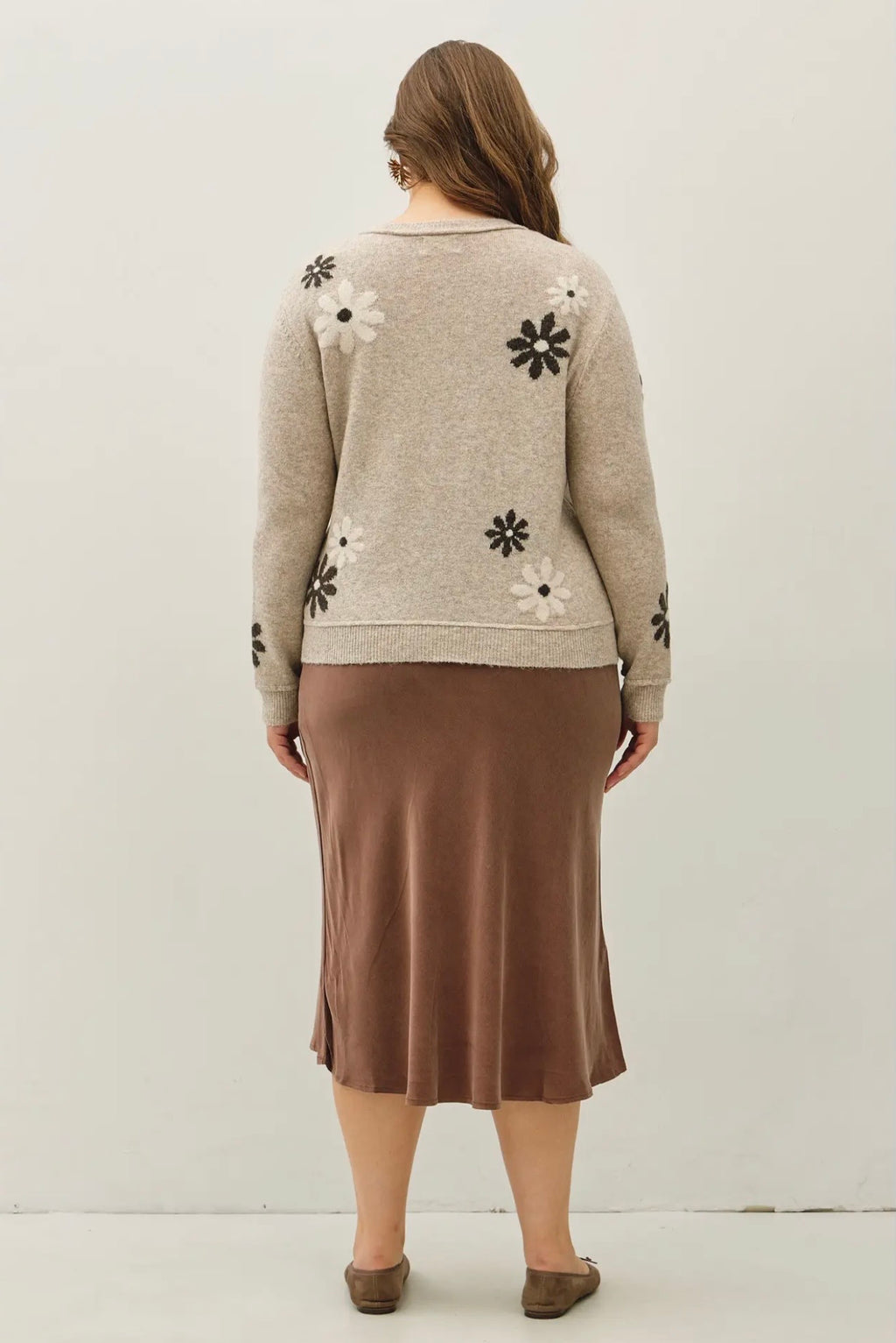 Curvy Wool Blend Floral Sweater