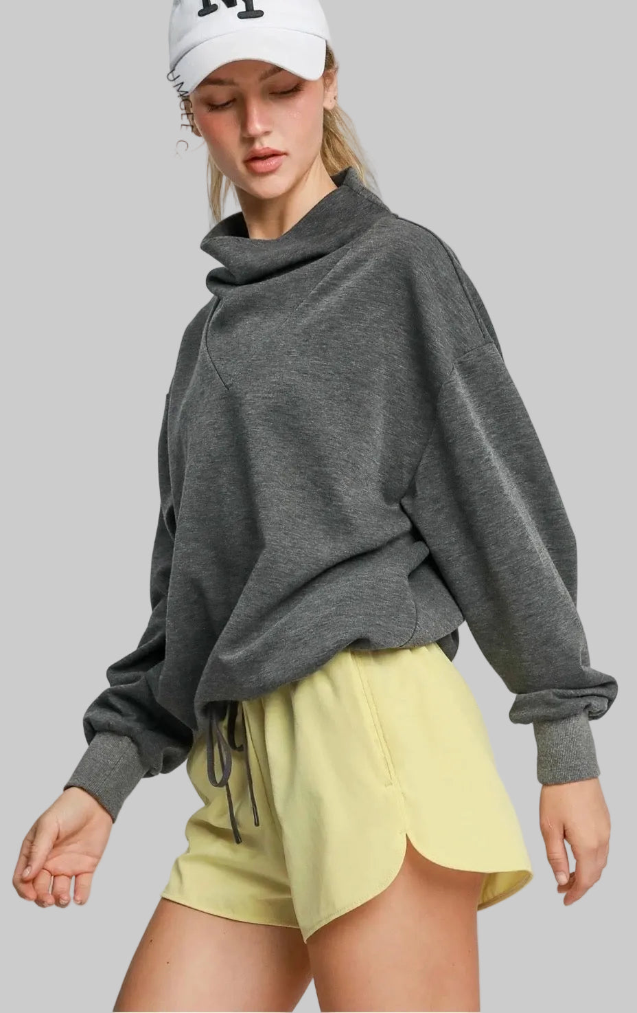 Luxe knit Cowl Neck Drawstring Top