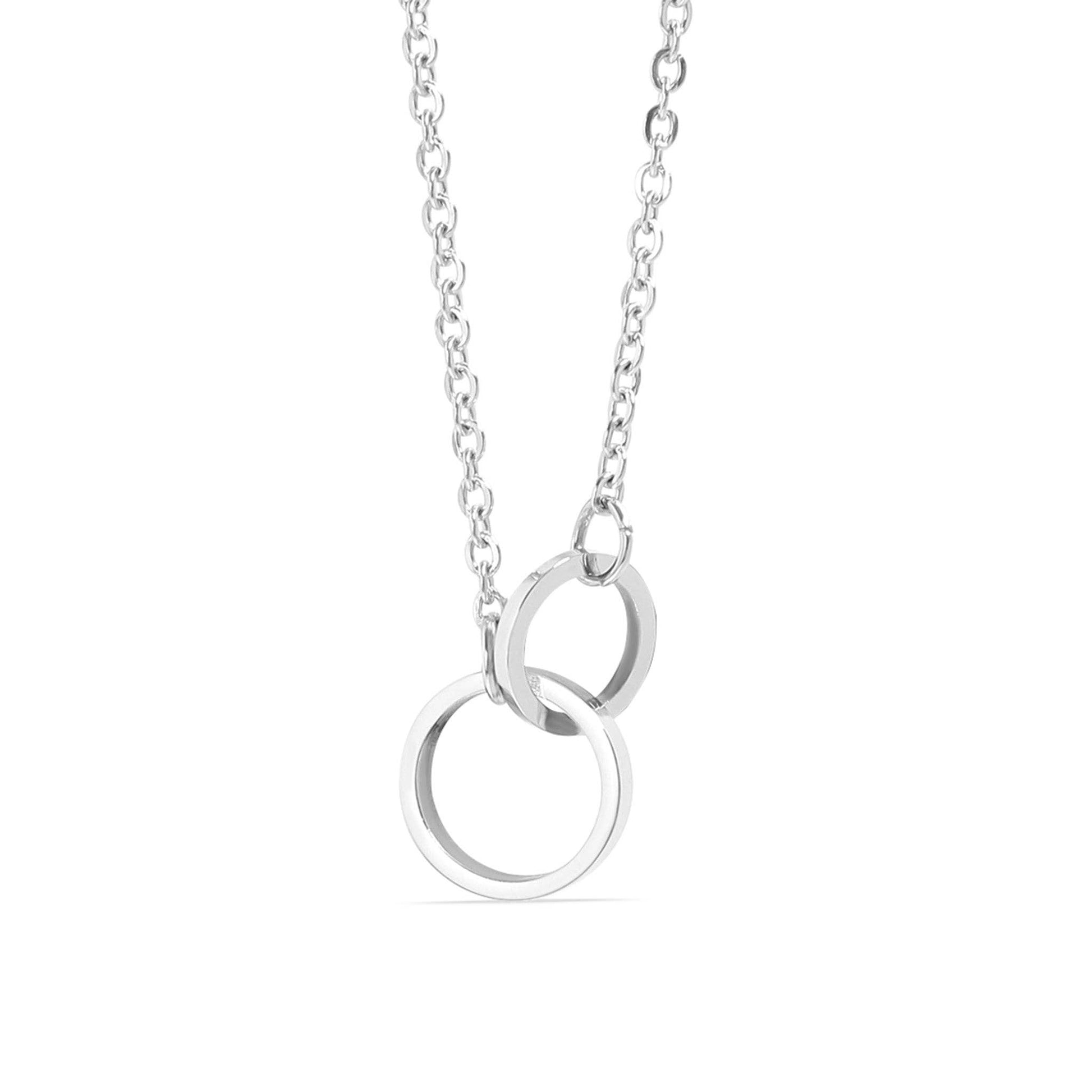18K Gold PVD Stainless Steel Interlocked Rings Necklace: Gold