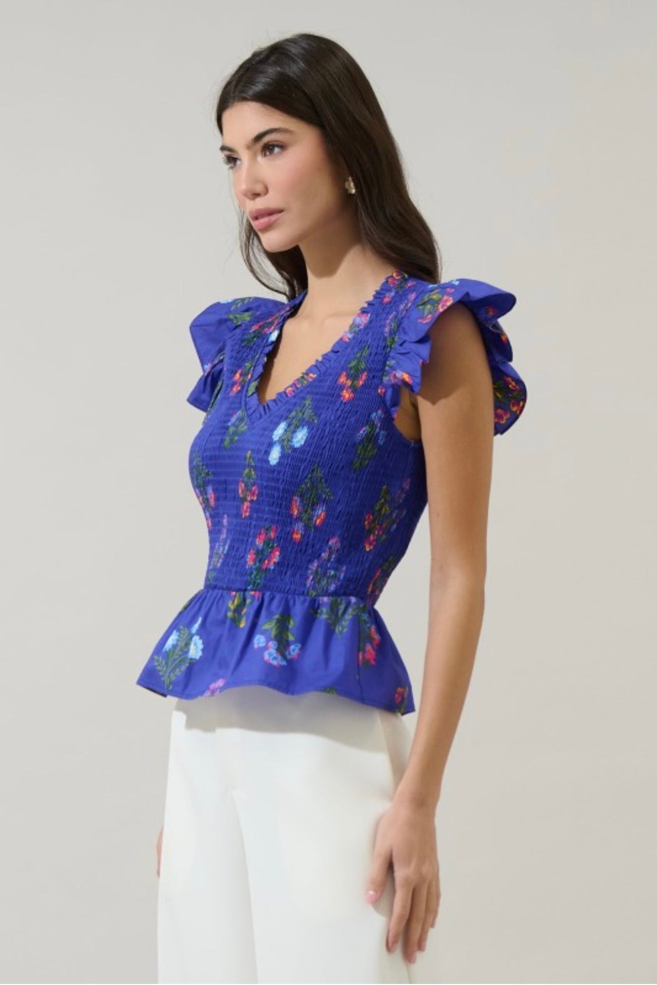 Floral Smocked Ruffle Top