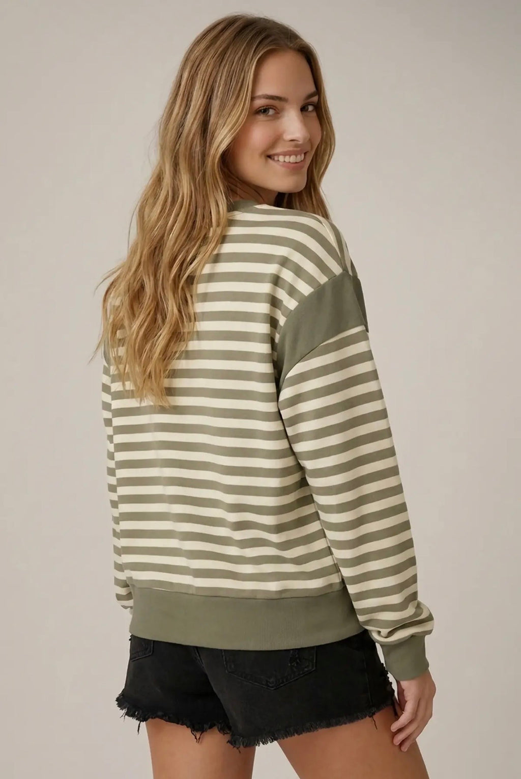 Stripe Shoulder Detail Sweatshirt