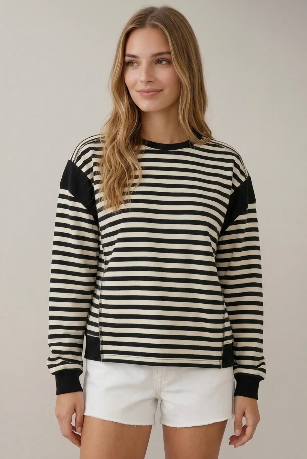 Stripe Shoulder Detail Sweatshirt